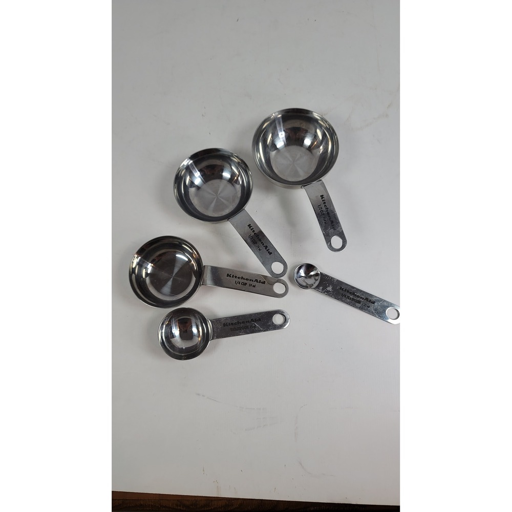 KitchenAid Stainless Steel Measuring Cups and Spoons Set 5 Piece Silver
